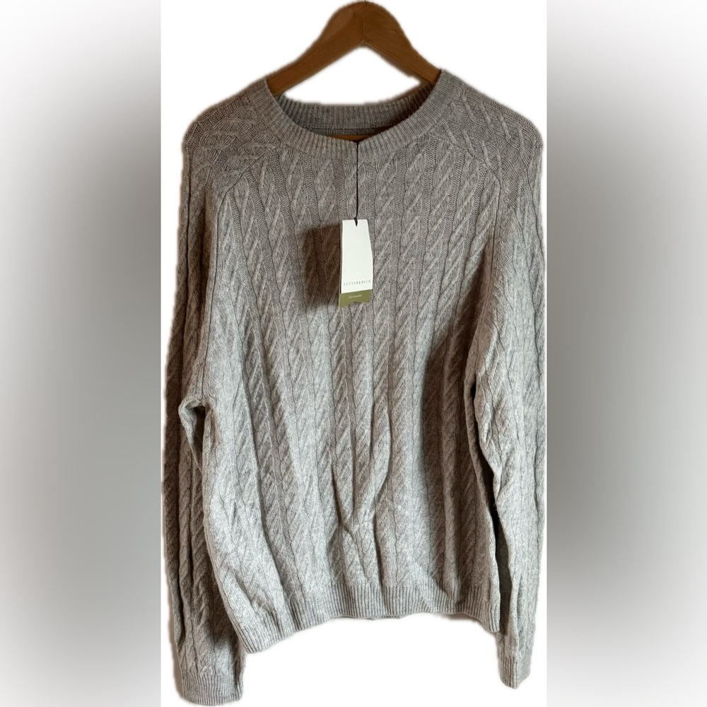 NWT CUTTER & BUCK Lambswool Viscose Gray Cable Knit Sweater